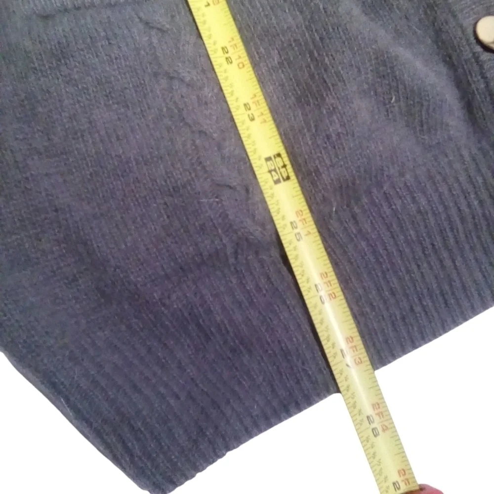 Blarney Lambswool Angora Gray Button Down Cardigan Pocket Sweater Size 2